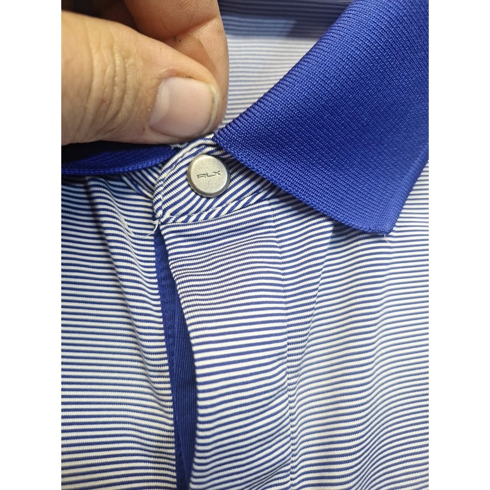 RLX Ralph Lauren Mens 2XL Blue Striped Performance Golf Polo Pelican Hill Preppy - Picture 7 of 9